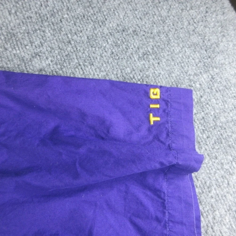 LSU Tigers Shirt Mens L Purple Columbia PFG Short Sleeve Button Up Fishing NCAA